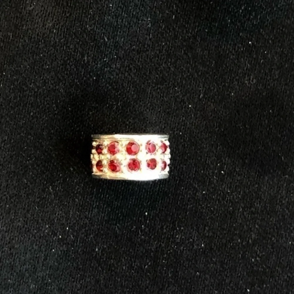 Silver 925 stamped charm for Pandora bracelet with red and white crystals